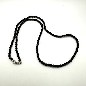 SALE! 4mm faceted black onyx necklace and sterling silver hardware necklace, 24”